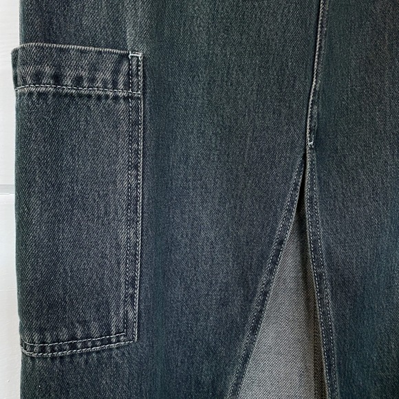 90s Cargo Pocket Column Denim Maxi Skirt‎ 16 Mid Rise Vtg Y2K Utility Streetwear - Picture 6 of 10